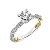 Artcarved Bridal Mounted with CZ Center Contemporary Lyric Engagement Ring Ione 18K White Gold Primary & 18K Yellow Gold - 31-V921GRWY-E.02 photo 2