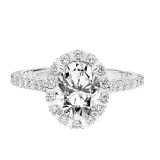 Artcarved Bridal Semi-Mounted with Side Stones Classic Halo Engagement Ring Clementine 18K White Gold - 31-V808GVW-E.03 photo 2