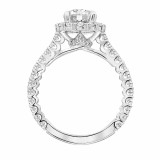 Artcarved Bridal Semi-Mounted with Side Stones Classic Halo Engagement Ring Clementine 18K White Gold - 31-V808GVW-E.03 photo 3