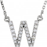 14K White Initial W 1/8 CTW Diamond 16 Necklace - 67311122P photo
