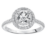 Artcarved Bridal Semi-Mounted with Side Stones Classic Halo Engagement Ring Sandy 14K White Gold - 31-V380ERW-E.01 photo 3