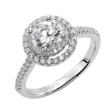 Artcarved Bridal Semi-Mounted with Side Stones Classic Halo Engagement Ring Sandy 14K White Gold - 31-V380ERW-E.01 photo