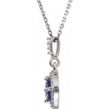 14K White Tanzanite & 1/8 CTW Diamond Halo-Style 18 Necklace - 8530670000P photo 2