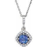 14K White Tanzanite & 1/8 CTW Diamond Halo-Style 18 Necklace - 8530670000P photo