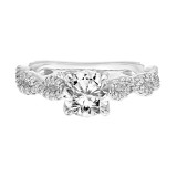 Artcarved Bridal Semi-Mounted with Side Stones Contemporary Floral Twist Engagement Ring Sweetpea 18K White Gold - 31-V841ERW-E.03 photo 2