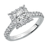 Artcarved Bridal Semi-Mounted with Side Stones Classic Halo Engagement Ring Yolanda 14K White Gold - 31-V438ECW-E.01 photo