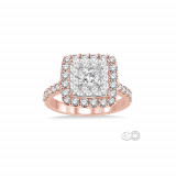 Ashi 14k Rose Gold Square Shape Diamond Lovebright Engagement Ring photo 2