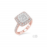Ashi 14k Rose Gold Square Shape Diamond Lovebright Engagement Ring photo