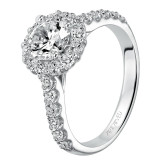 Artcarved Bridal Semi-Mounted with Side Stones Classic Halo Engagement Ring Yolanda 14K White Gold - 31-V438ERW-E.01 photo 4