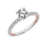 Artcarved Bridal Semi-Mounted with Side Stones Classic Lyric Diamond Engagement Ring Cora 14K White Gold Primary & 14K Rose Gold - 31-V903ERWR-E.01 photo