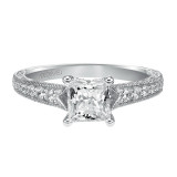 Artcarved Bridal Mounted with CZ Center Vintage Engagement Ring Ruth 14K White Gold - 31-V437ECW-E.00 photo 2