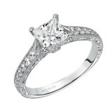 Artcarved Bridal Mounted with CZ Center Vintage Engagement Ring Ruth 14K White Gold - 31-V437ECW-E.00 photo