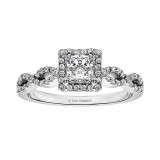 True Romance 14k White Gold 0.33ct Diamond Halo Semi Mount Engagement Ring photo