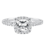 Artcarved Bridal Semi-Mounted with Side Stones Classic Halo Engagement Ring Layla 14K White Gold - 31-V324GUW-E.01 photo 2