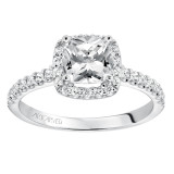 Artcarved Bridal Semi-Mounted with Side Stones Classic Halo Engagement Ring Layla 14K White Gold - 31-V324GUW-E.01 photo 4
