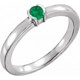 14K White Emerald Family Stackable Ring - 713566016P photo