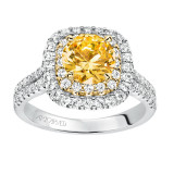 Artcarved Bridal Mounted with CZ Center Classic Halo Engagement Ring Marigold 14K White Gold Primary & 14K Yellow Gold - 31-V611GRA-E.00 photo 4