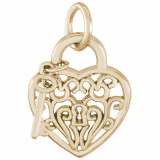 14k Gold Heart W/Key 2D Charm photo