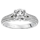 Artcarved Bridal Semi-Mounted with Side Stones Vintage Filigree Diamond Engagement Ring Zelma 14K White Gold - 31-V620ERW-E.01 photo 4