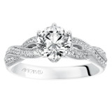 Artcarved Bridal Semi-Mounted with Side Stones Contemporary Twist Diamond Engagement Ring Calla 14K White Gold - 31-V200ERW-E.01 photo 4