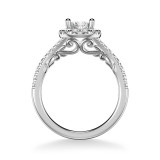Artcarved Bridal Semi-Mounted with Side Stones Classic Lyric Halo Engagement Ring Augusta 18K White Gold - 31-V1003EVW-E.03 photo 3