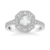 Artcarved Bridal Mounted Mined Live Center Vintage Rose Goldcut Halo Engagement Ring 18K White Gold - 31-V984CRW-E.01 photo 2