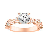 Artcarved Bridal Semi-Mounted with Side Stones Contemporary Lyric Engagement Ring 14K Rose Gold - 31-V1016ERR-E.01 photo 2