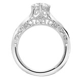 Artcarved Bridal Semi-Mounted with Side Stones Vintage Filigree Diamond Engagement Ring Faith 18K White Gold - 31-V789ERW-E.03 photo 3