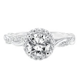Artcarved Bridal Mounted with CZ Center Contemporary Twist Halo Engagement Ring Kinsley 14K White Gold - 31-V657ERW-E.00 photo 2