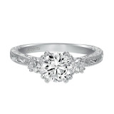 Artcarved Bridal Mounted with CZ Center Vintage Engraved 3-Stone Engagement Ring Anabelle 14K White Gold - 31-V433ERW-E.00 photo 2