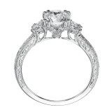 Artcarved Bridal Mounted with CZ Center Vintage Engraved 3-Stone Engagement Ring Anabelle 14K White Gold - 31-V433ERW-E.00 photo 3