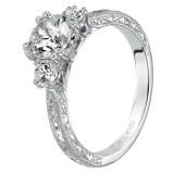 Artcarved Bridal Mounted with CZ Center Vintage Engraved 3-Stone Engagement Ring Anabelle 14K White Gold - 31-V433ERW-E.00 photo 4