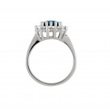 14K White 9 x 7 mm Oval Blue Sapphire & 1/2 CTW Diamond Halo-Style Ring - 6837742838P photo 2