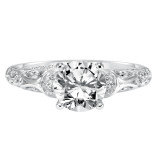Artcarved Bridal Semi-Mounted with Side Stones Vintage Engagement Ring Peyton 14K White Gold - 31-V284ERW-E.01 photo 2