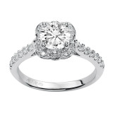Artcarved Bridal Semi-Mounted with Side Stones Contemporary Floral Halo Engagement Ring Skyler 14K White Gold - 31-V342ERW-E.01 photo 4