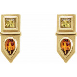 14K Yellow Multi-Gemstone Geometric Bar Drop Earrings - 87039605P photo 2