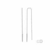 Ashi 10k White Gold Tapered Thread Diamond Earrings photo