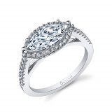 0.36tw Semi-Mount Engagement Ring With 13X6 Marq Halo *1/2* photo