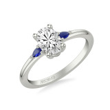 Artcarved Bridal Semi-Mounted with Side Stones Classic Gemstone Engagement Ring 18K White Gold & Blue Sapphire - 31-V1038SEVW-E.03 photo