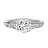 Artcarved Bridal Semi-Mounted with Side Stones Contemporary Bezel Diamond Engagement Ring Brynn 14K White Gold - 31-V386ERW-E.01 photo 2