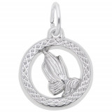 Rembrandt Sterling Silver Praying Hands In Circle Charm photo