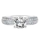 Artcarved Bridal Mounted with CZ Center Contemporary Engagement Ring Kelsie 14K White Gold - 31-V370FRW-E.00 photo 2