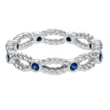 Artcarved Bridal Mounted with Side Stones Contemporary Stackable Eternity Anniversary Band 14K White Gold & Blue Sapphire - 33-V16S4W65-L.00 photo 2