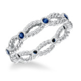 Artcarved Bridal Mounted with Side Stones Contemporary Stackable Eternity Anniversary Band 14K White Gold & Blue Sapphire - 33-V16S4W65-L.00 photo
