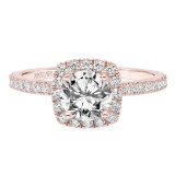 Artcarved Bridal Semi-Mounted with Side Stones Classic Halo Engagement Ring Molly 14K Rose Gold - 31-V866ERR-E.01 photo 2