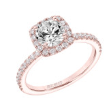 Artcarved Bridal Semi-Mounted with Side Stones Classic Halo Engagement Ring Molly 14K Rose Gold - 31-V866ERR-E.01 photo