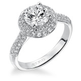 Artcarved Bridal Semi-Mounted with Side Stones Classic Pave Halo Engagement Ring Betsy 14K White Gold - 31-V378FRW-E.01 photo