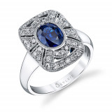2.08tw Semi-Mount Engagement Ring With 1.51ct Oval Blue Sapphire photo