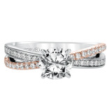 Artcarved Bridal Mounted with CZ Center Classic Americana Engagement Ring Mimi 14K White Gold Primary & 14K Rose Gold - 31-V579ERR-E.00 photo 2