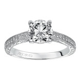 Artcarved Bridal Mounted with CZ Center Vintage Engraved Diamond Engagement Ring Antonia 14K White Gold - 31-V490FRW-E.00 photo 4